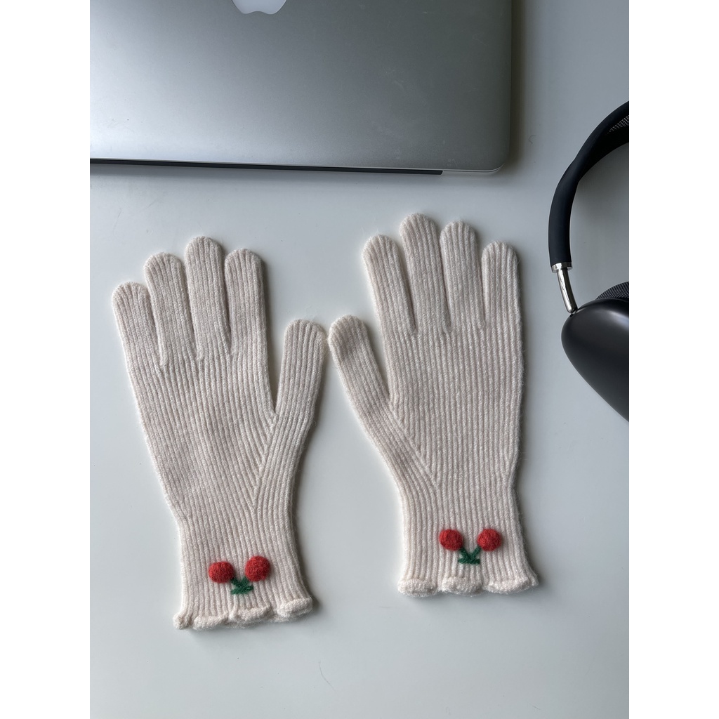 Găng Tay Len Dệt Kim Hở Ngón Màu Trơn Giữ Ấm Mùa Thu Đông Phiên Bản Hàn Quốc Có Thể Chạm Màn Hình Cảm Ứng Dành