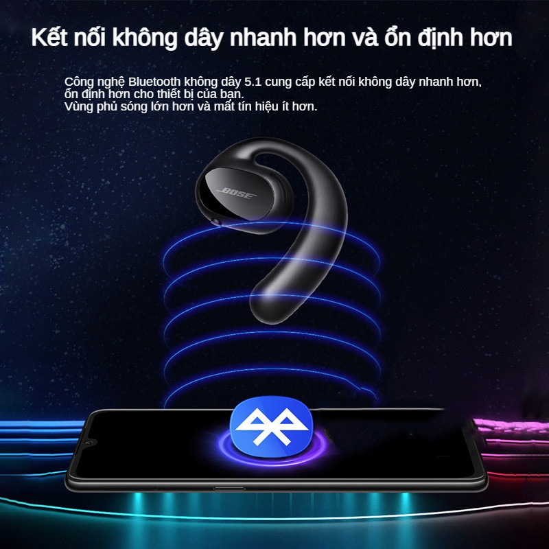 Tai nghe không dây mở Kehoer Sport Tai nghe Bluetooth thể thao có độ trễ thấp có micrô tích hợp