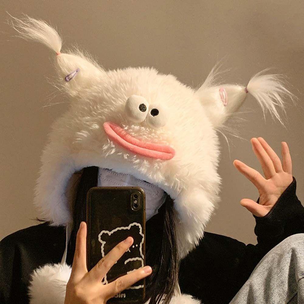 Mũ bomber Vải Bông Dày Dặn Giữ Ấm Tai Thỏ Vui Nhộn Thời Trang Mùa Đông