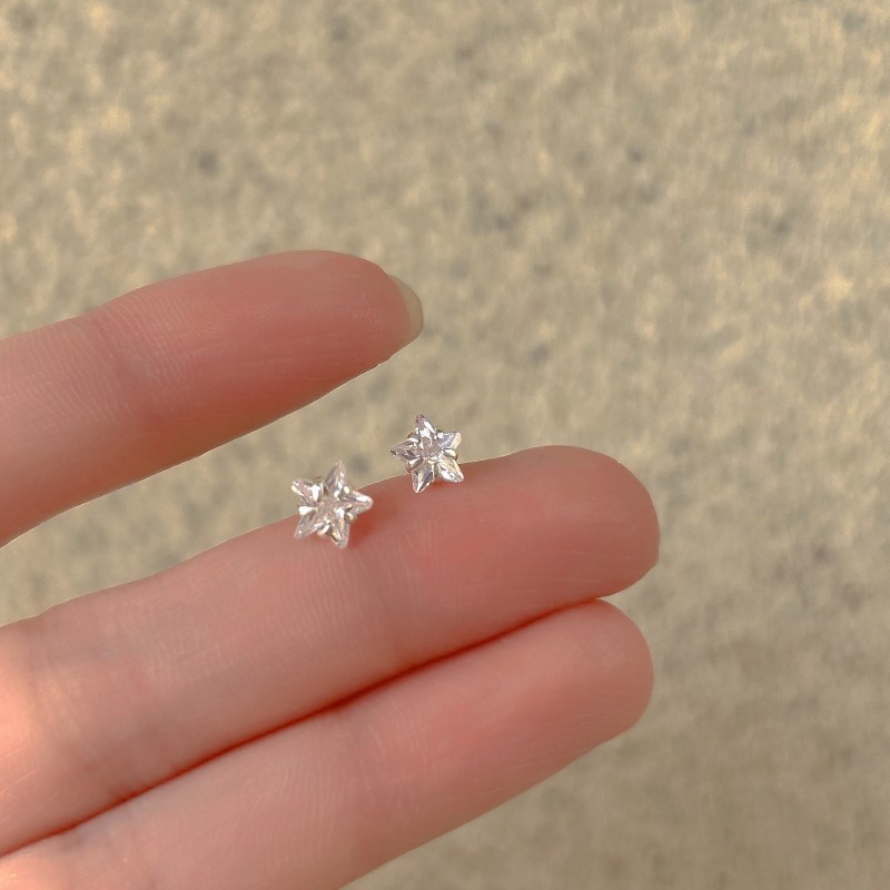 Bông Tai Mạ Bạc 17km Hình Trái Tim / Bướm / Hoa Đính Đá zircon Đơn Giản Thời Trang Cho Nữ