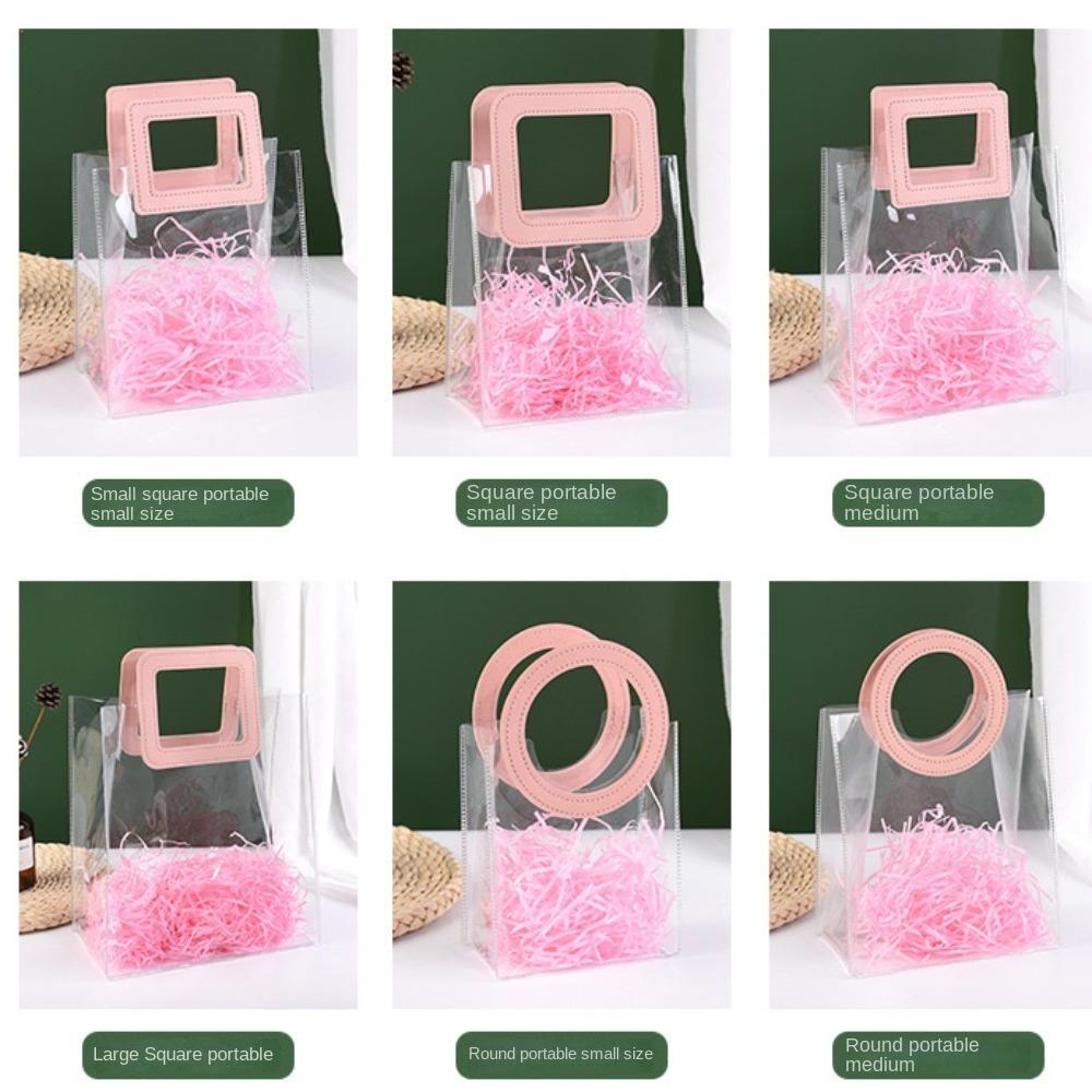 LLCY Túi tote Bằng pvc Trong Suốt Hình Tròn / Vuông Có Tay Cầm Chống Nước