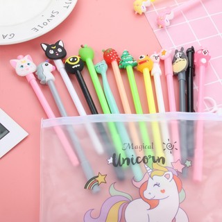 Combo 20 bút bi đầu hình thú kèm túi zip , Set 20 bút bi cute mực nước nhiều màu sắc M92
