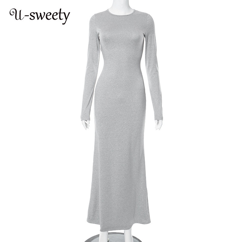 Đầm Chữ u Tay Dài Eo Cao 2023 Cho Nữ