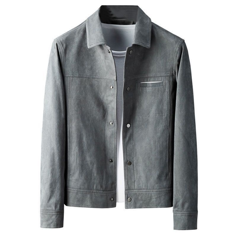 Áo Khoác Da Lộn Dáng Ôm Phong Cách retro Thời Trang Thu Đông Cho Nam