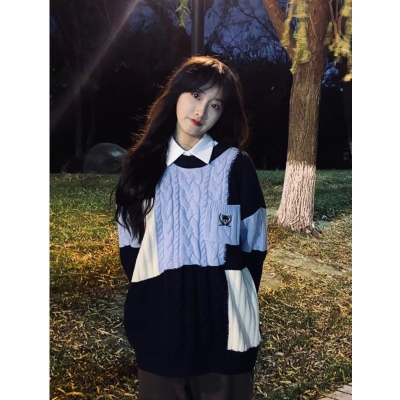 Áo sweater Dệt Kim Tay Dài Dáng Rộng Phong Cách Hàn Quốc Thời Trang Mùa Đông Hàng Mới Dành Cho Nam Và Nữ