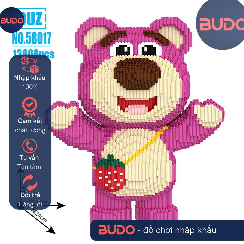 gấu dâu đứng đeo túi 50cm 41cm lotso ôm dâu ôm tim đeo túi dang tay duz Đồ chơi xếp hình lắp ráp nano block cho bé