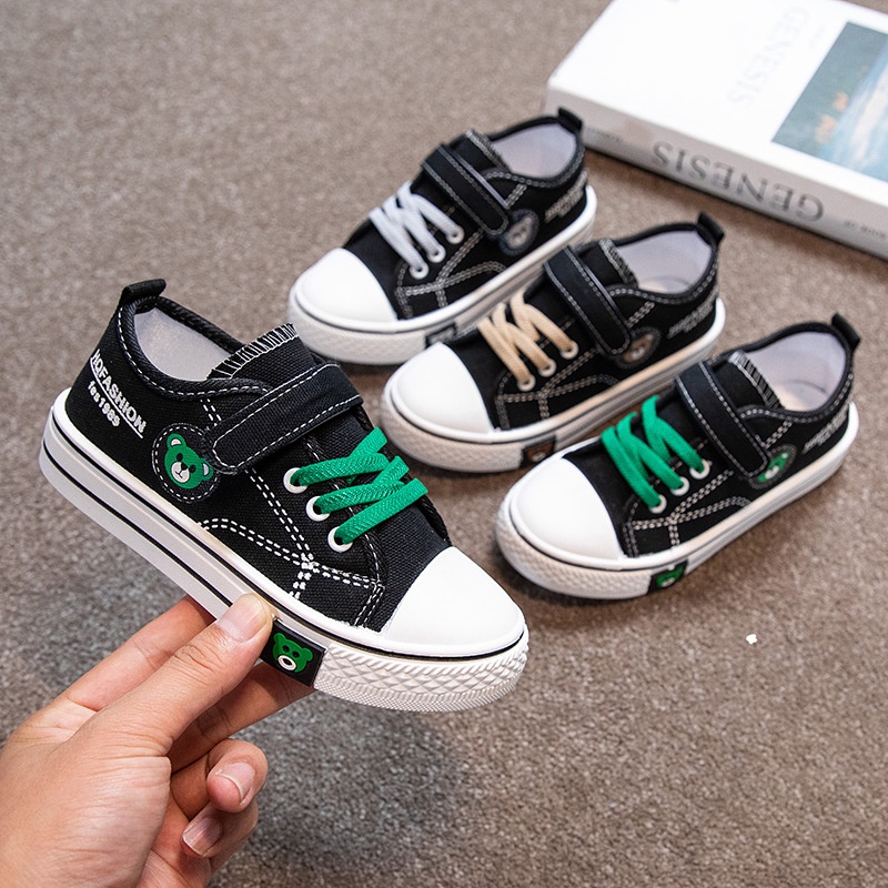 Giày Vải canvas Đế Mềm Chống Bẩn Màu Đen Thời Trang Mùa Thu 2023 Cho Bé Trai Và Gái