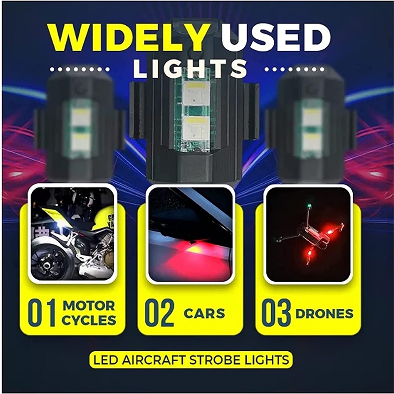 Đèn LED Nhấp Nháy Nhiều Chế Độ Màu Gắn Đôi Xe Máy Cảnh Báo - YKD