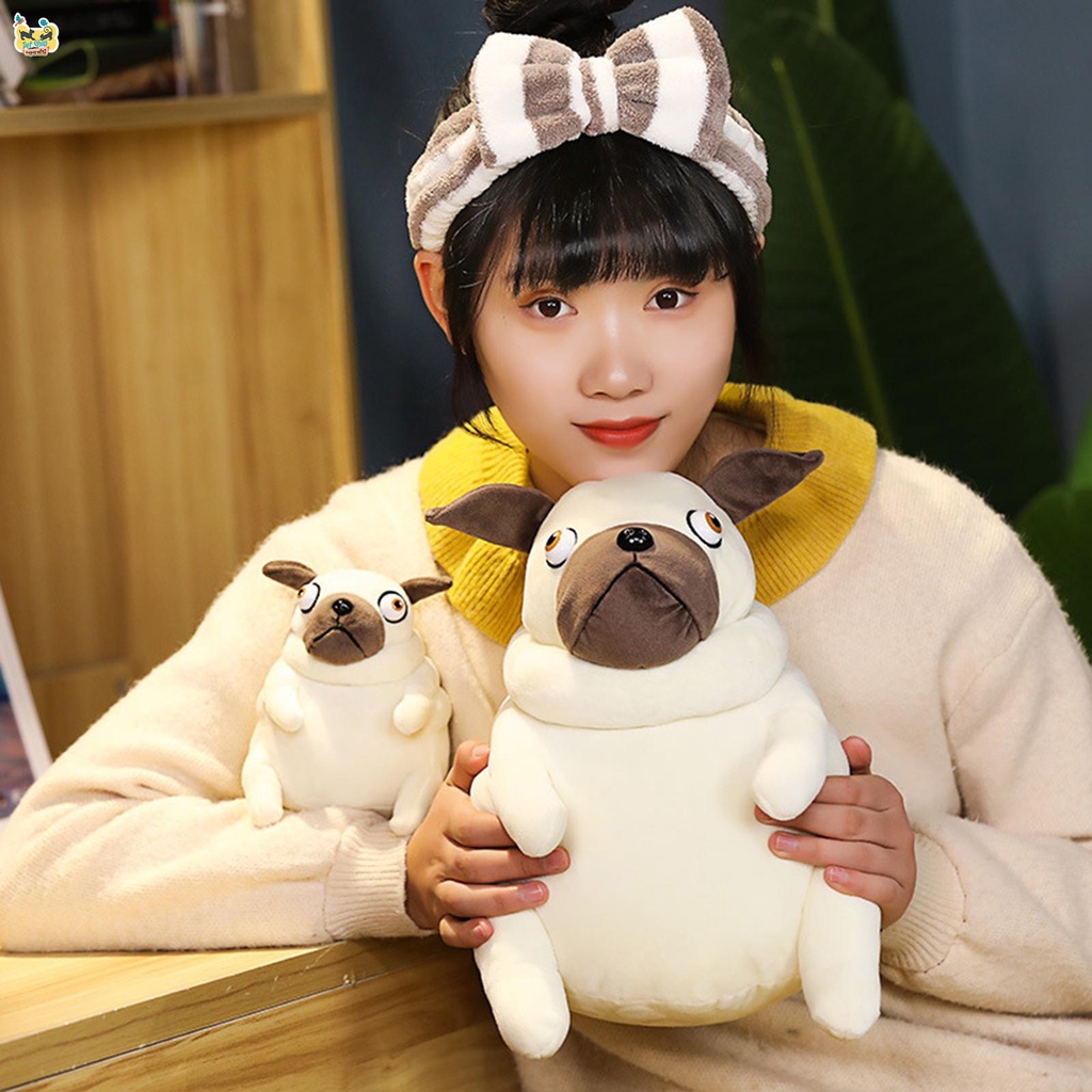 Gối Ôm Nhồi Bông Hình Chú Chó pug Đáng Yêu Thân Thiện Với Môi Trường