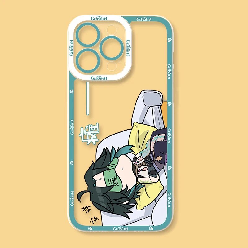 Ốp lưng iphone cạnh vuông Genshin Impact Zhongli Xiao Ngủ Trên Sofa 8plus/x/xs/11/12/pro/max/plus/promax