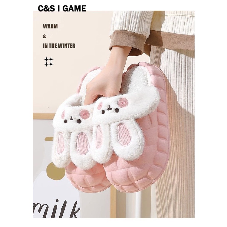 C＆S  Dép bông Dép Lông đi trong nhà ĐẾ CAO SU Màu sắc đa dạng Thoải mái Thể thao Tự tin FMR23B08DU 44Z231104