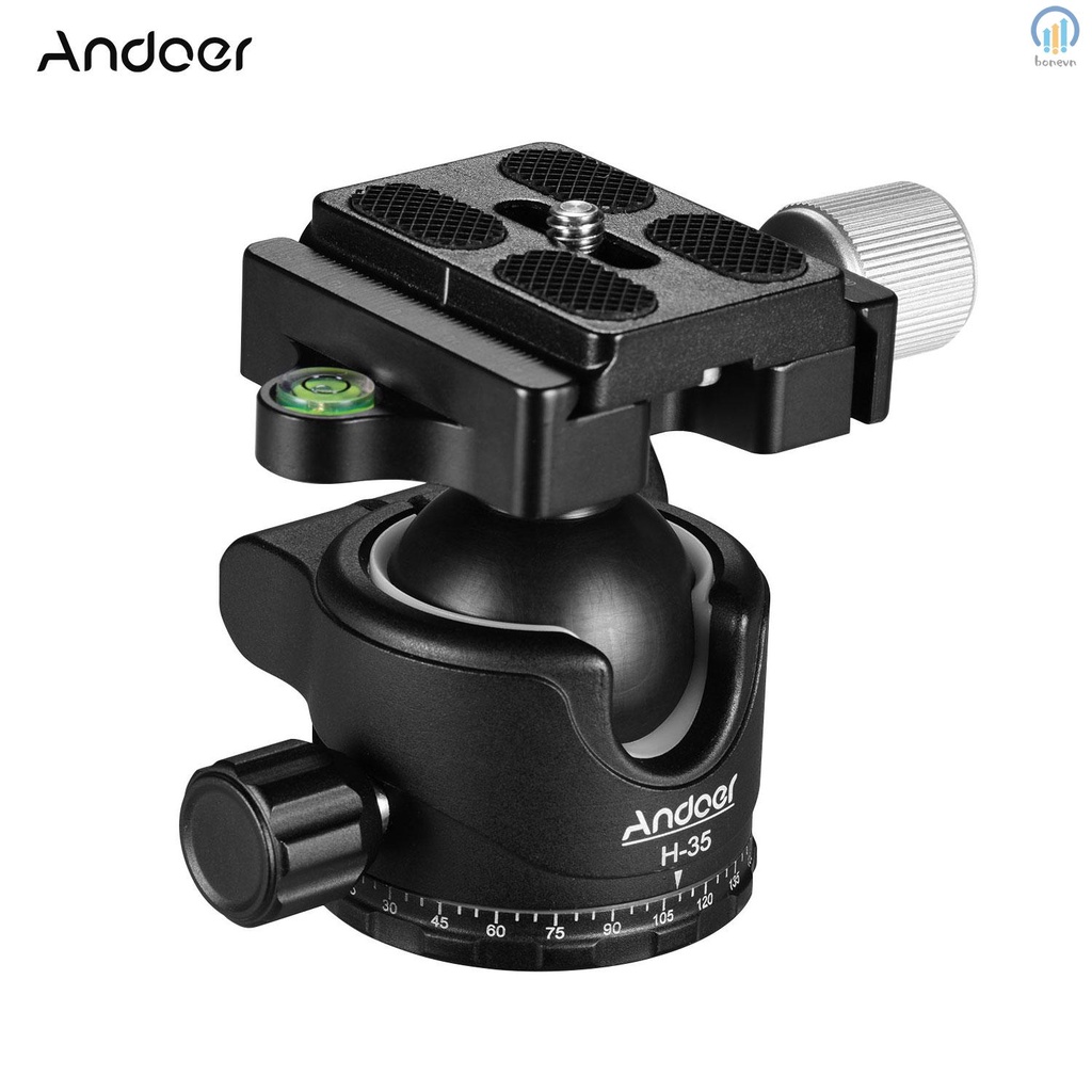 Andoer H-35 Panorama Tripod Ball Head Ballhead Mount Adapter U-Groove Low Gravity Center Aluminium Alloy Load Capacity 15kg/33lbs