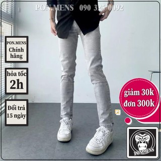 Quần jean nam màu ghi xám nhạt co giãn chất bò denim mặc ôm dáng skinny Pon.mens hà nội hcm