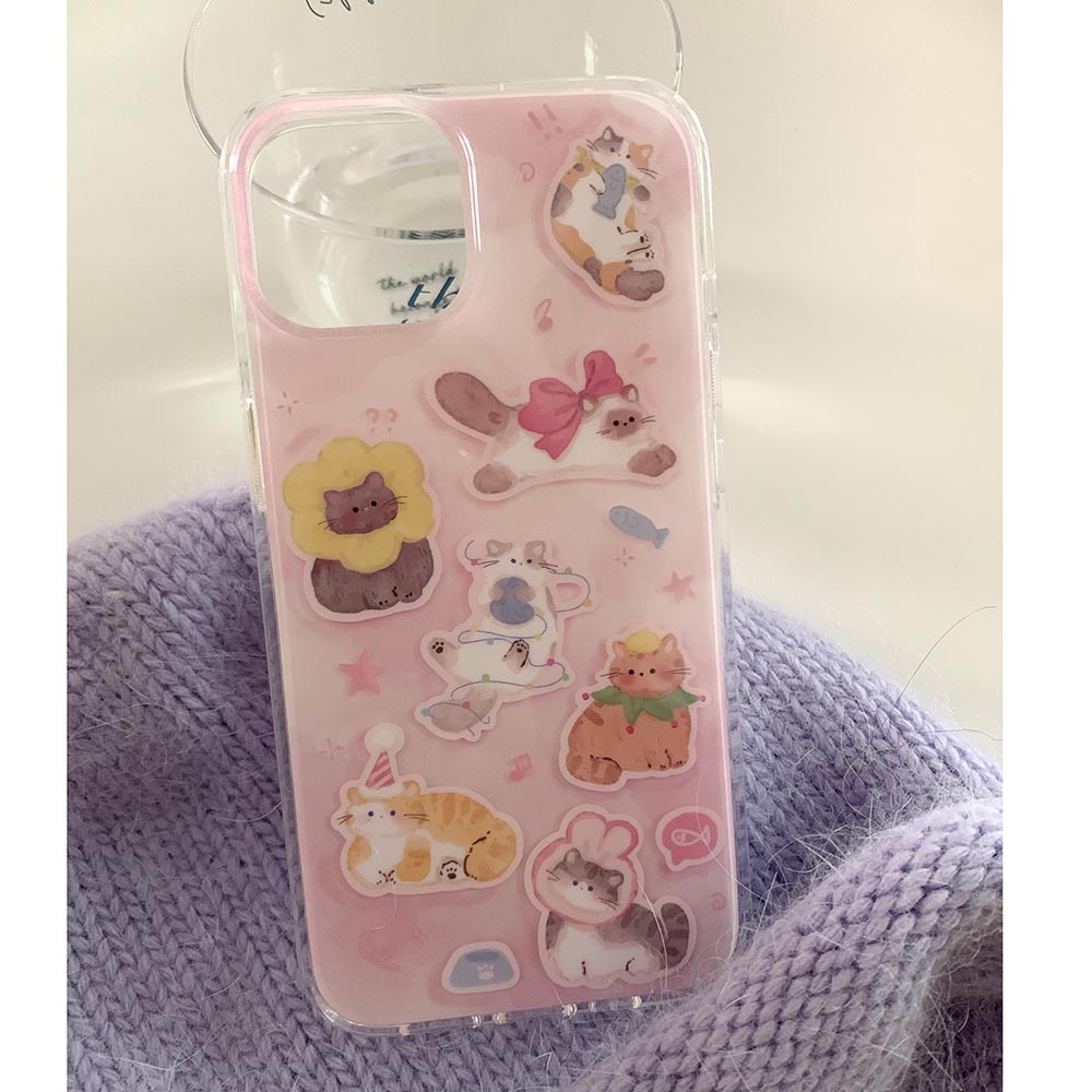 Vỏ Bao Da Điện Thoại Cứng Hình Mèo Cho iphone 12 12pro 12promax 13 13pro 13promax 14 14pro 14promax 15 15pro 15promax Ốp