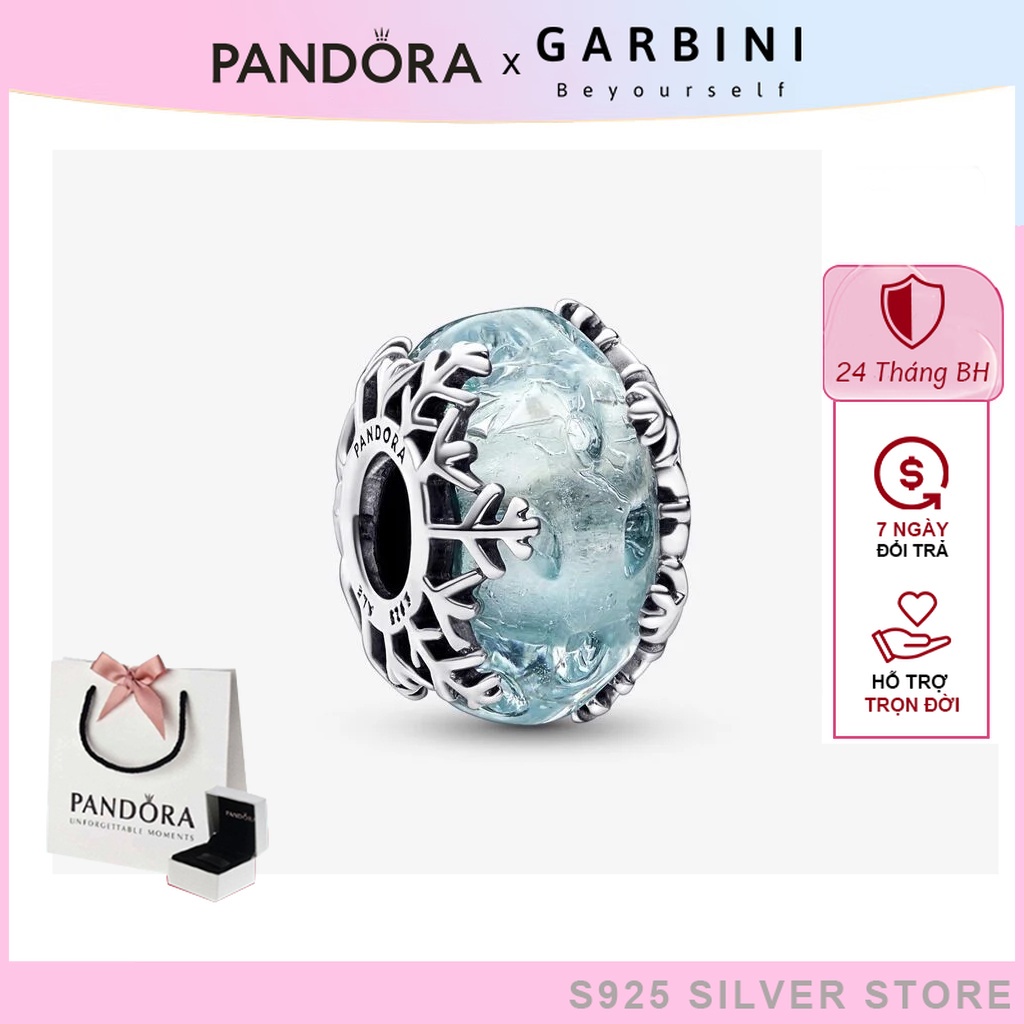 Charm Pandora Winter Blue Snowflake Murano Charm thủy tinh 1143 - Bạc S925