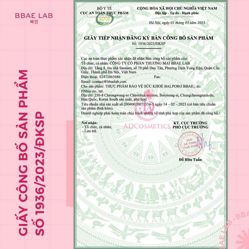 Sủi Giảm Cân BALPORO BBAE hỗ trợ giảm cân, đẹp da, đốt cháy mỡ thừa, tăng cường quá trình chuyển hóa dinh dưỡng