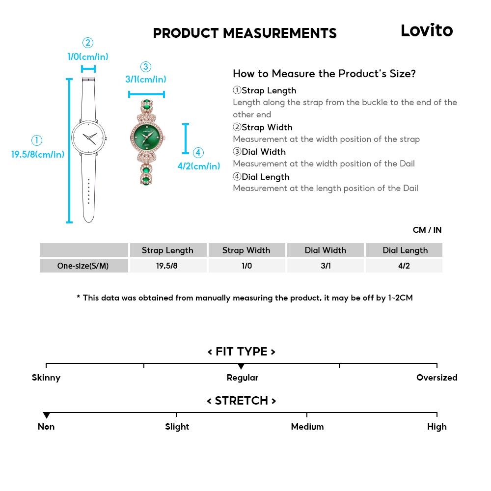 Đồng Hồ Thạch Anh lovito Thời Trang Cho Nữ L69AD062 Màu Xanh Lá