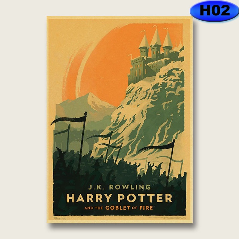 Poster Phim harry potter Màu Đen Treo Tường Trang Trí Phòng Phong Cách retro