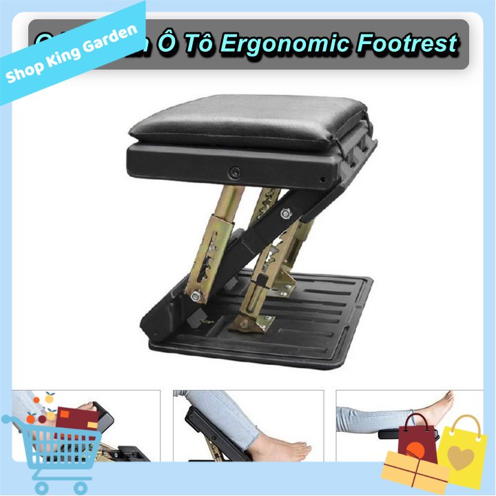 [HCM] - Gác Chân Ô Tô Ergonomic Footrest Có Thể Điều Chỉnh Nâng Hạ - King Garden