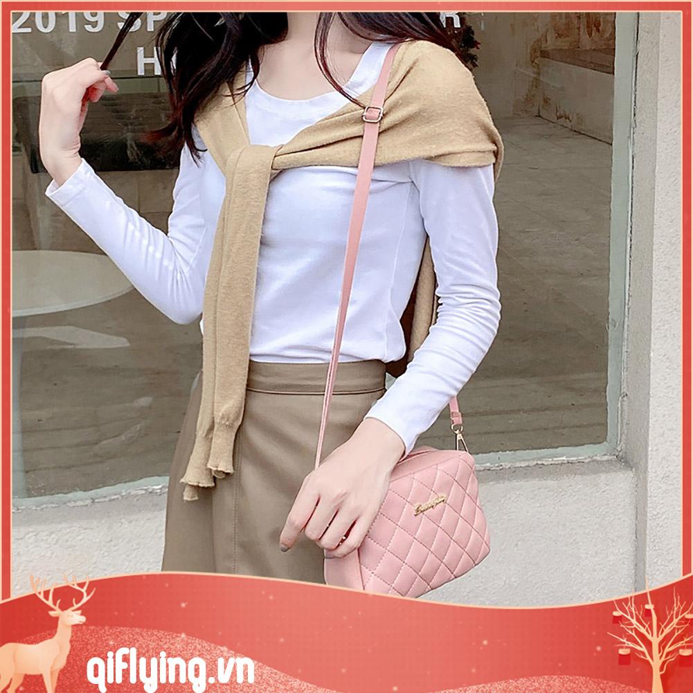 Túi Đeo Chéo Da pu Họa Tiết Kim Cương Cho Nữ