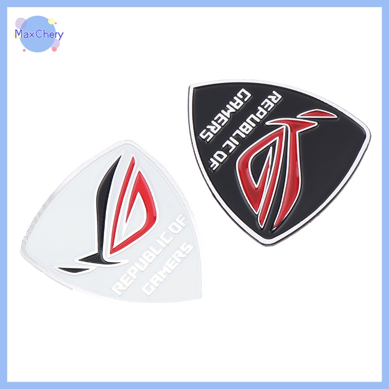 Miếng Dán Trang Trí Điện Thoại / Máy Tính In logo rog Bằng Kim Loại Màu Trắng / Đen Độc Đáo Mới