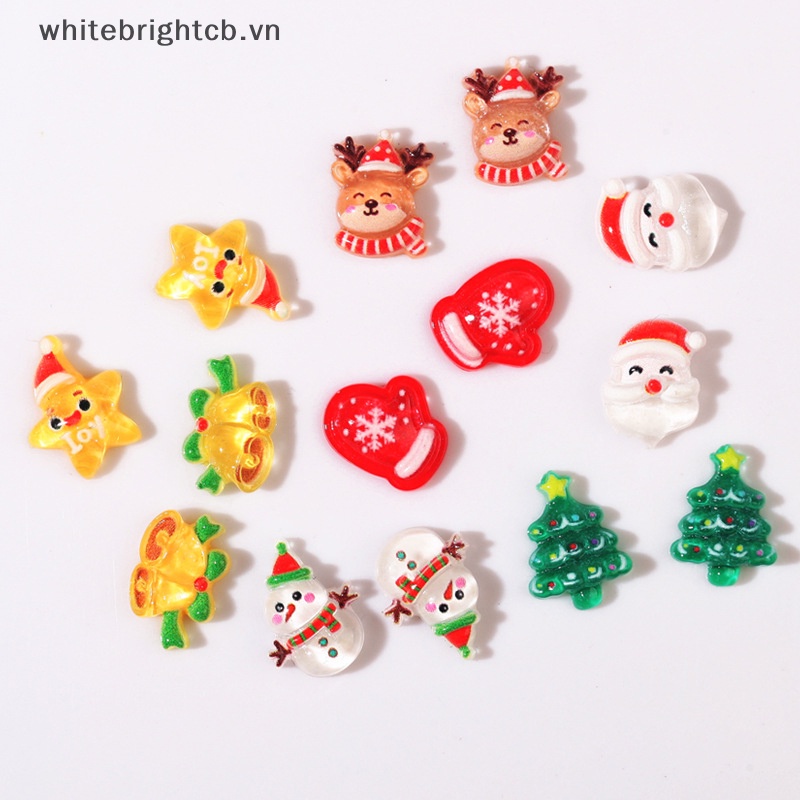 / / Cny Set / 20 Phụ Kiện Trang Trí Móng Tay 3d Nhựa resin Chủ Đề Giáng Sinh / Ông Già Noel / Nai Sừng Tấm Lưng Phẳng