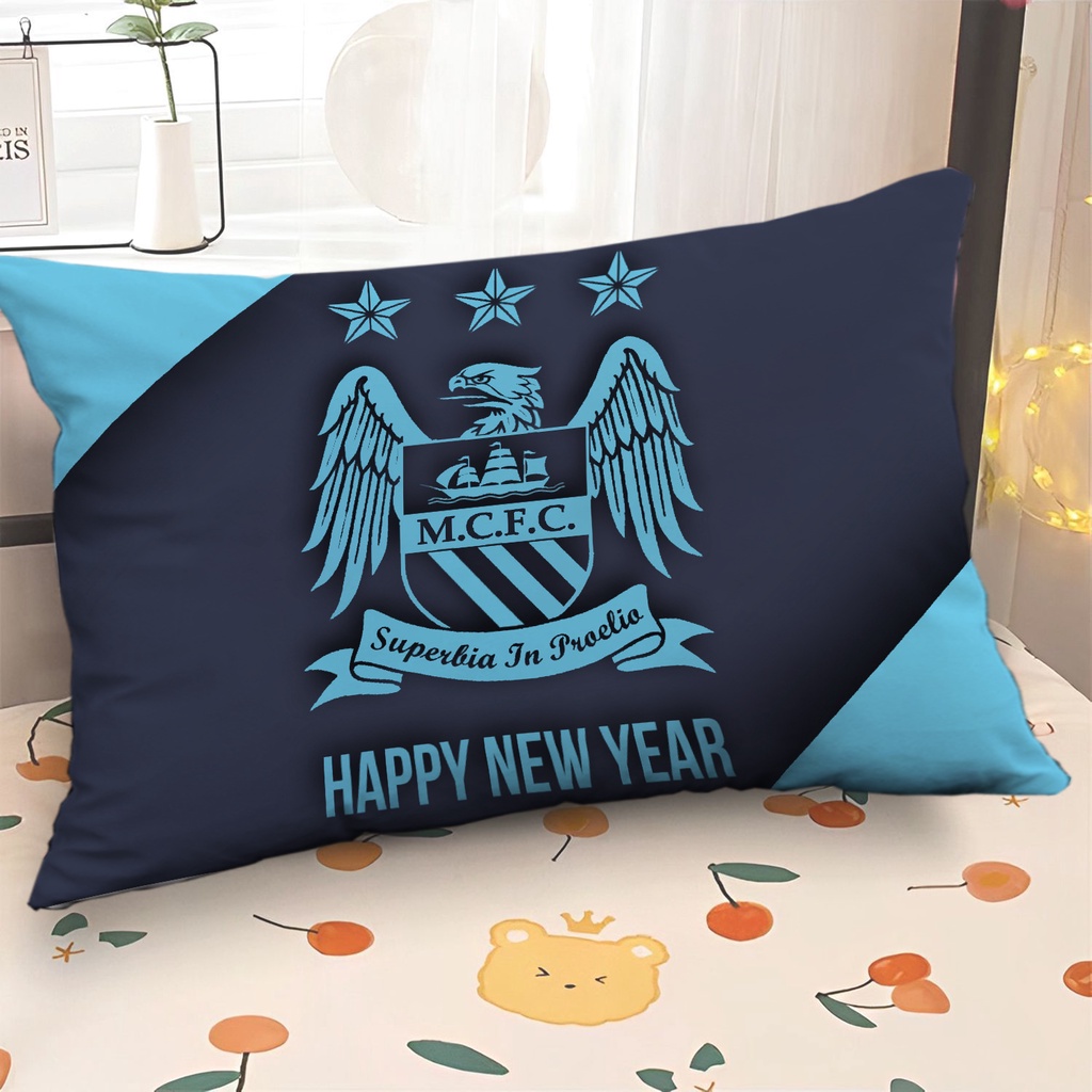 Vỏ Gối polyester In Hình logo Câu Lạc Bộ Bóng Đá manchester city Một Mặt Trang Trí Nhà Cửa