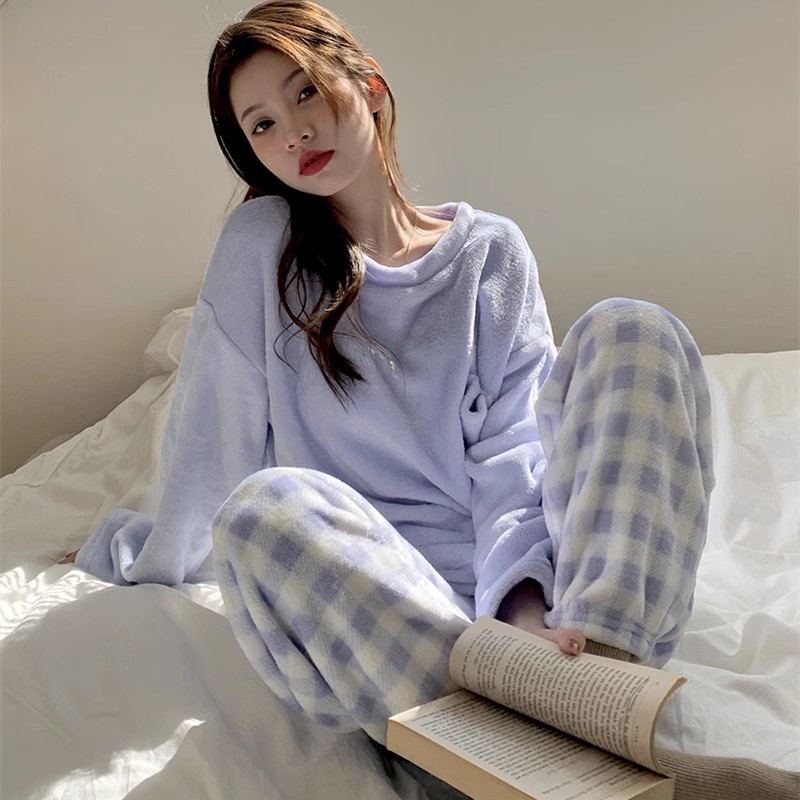 Bộ Đồ Ngủ Lông Cừu San Hô Dày Ấm Áp In Hình Chó cinnamon Dễ Thương Thời Trang Mùa Đông 2023 Cho Bạn Gái