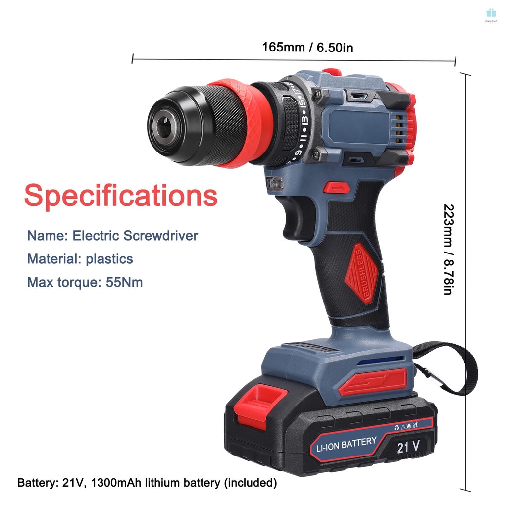 Multi-function Electric Screwdriver Lithium Drill 55Nm Torque Brushless Motor Practical Screw Driver Electronics Repair