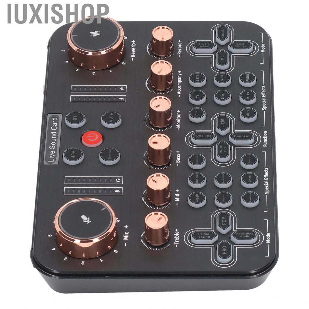 Iuxishop Live  Card Soundboard Audio Mixer 44.1KHZ Transmission Debugging Free Installation  Display with Breathing