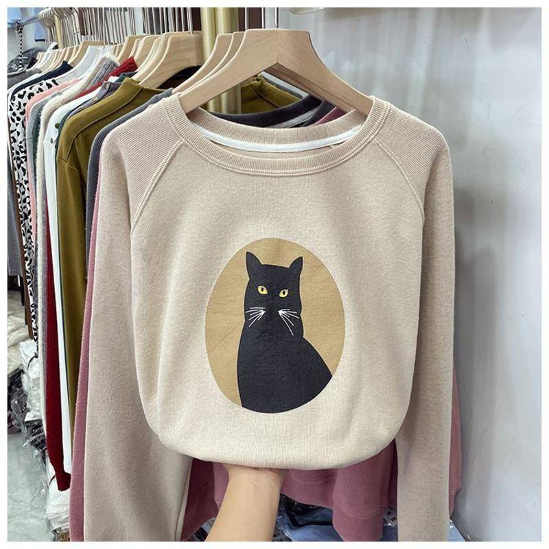 Áo Nỉ Tay Dài In Họa Tiết Hoạt Hình Phong Cách Hàn Quốc Thời Trang Mùa Thu Cho Nữ