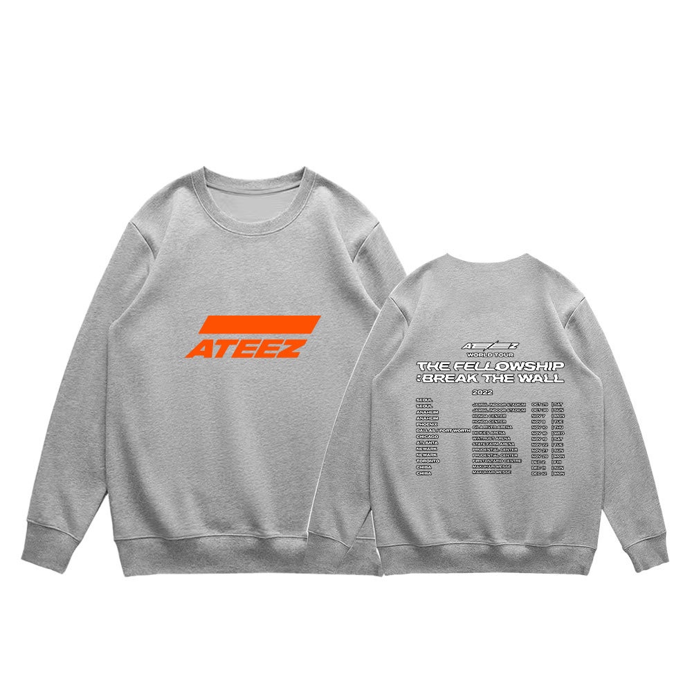 Áo Thun cotton Tay Dài In Chữ ateez Phong Cách harajuku Hàn Quốc Thời Trang Mùa Thu Chất Lượng Cao Dành Cho Nam Nữ