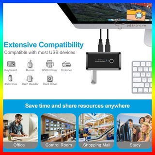 USB KVM Switch USB 3.0 2.0 Switcher 2 cổng PC Chia sẻ 4 thiết bị Switch
