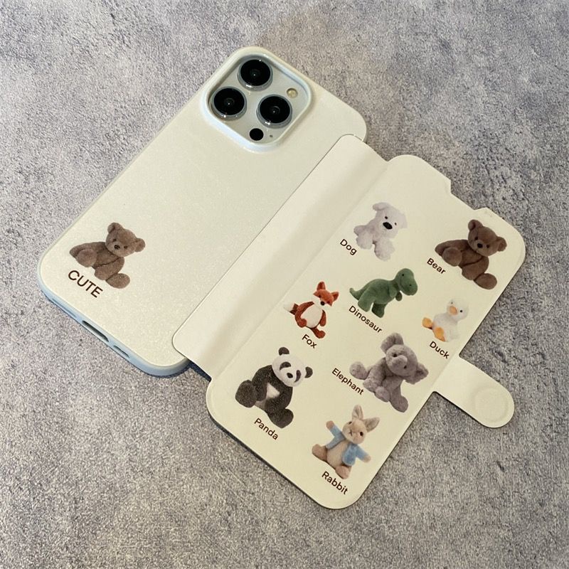 Bao Da Điện Thoại Nắp Lật Chống Sốc Hình Thỏ / Gấu Cho Iphone 14 13Promax 11 12 Ốp