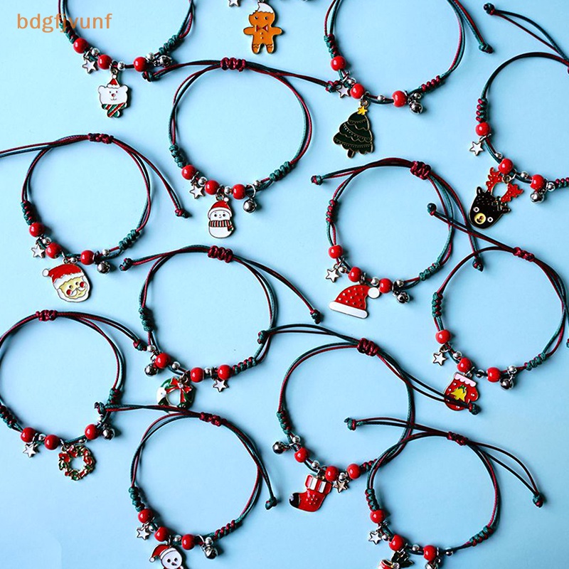 Vòng Tay Bện Dây Mặt Hình Ông Già Noel Và Chuông Giáng Sinh Cho Cặp Đôi vn