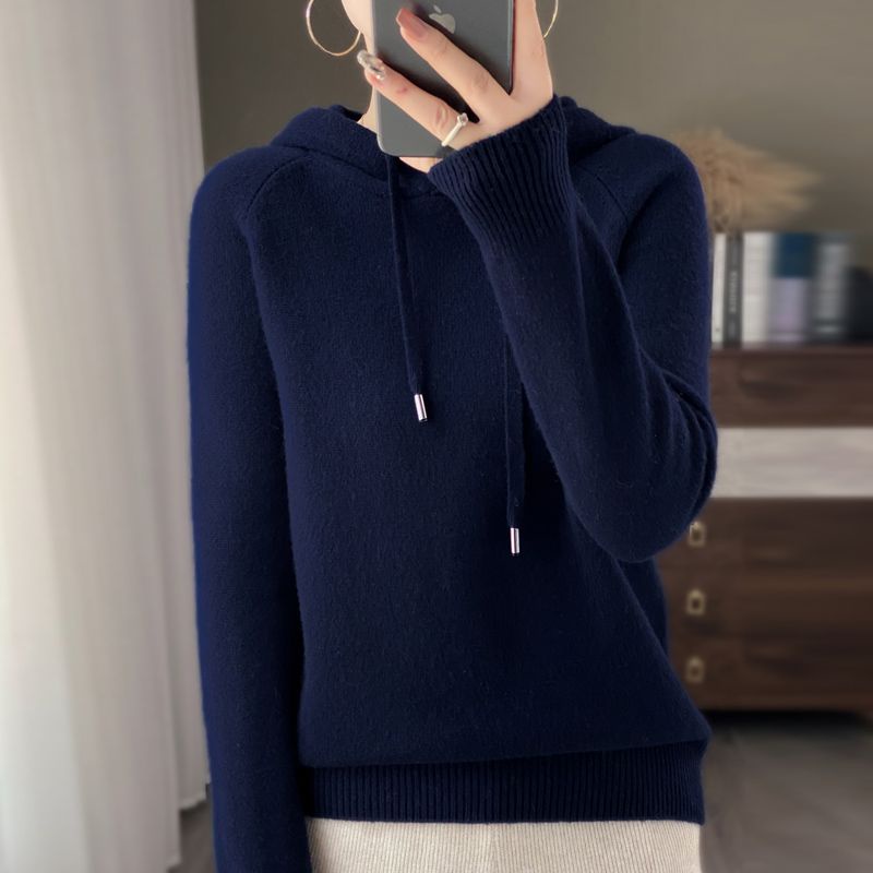 Áo Hoodie Dệt Kim Dày Dáng Rộng Thời Trang Thu Đông Phong Cách Mới Cho Nữ