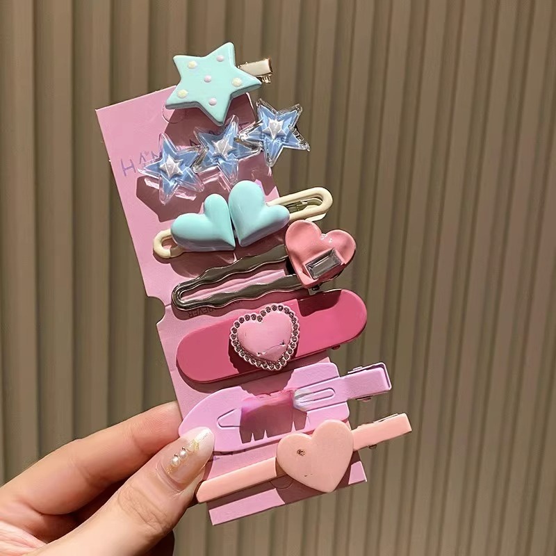 Set 7 Kẹp Tóc Hình Ngôi Sao Màu Hồng Ngọt Ngào Cho Bé Gái | Gấu Thỏ House