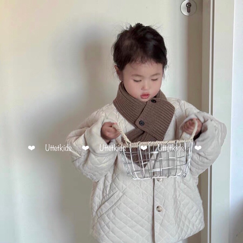 KHĂN QUÀNG CỔ LEN  HAI NÚT PHONG CÁCH HÀN QUỐC CHO BÉ GÁI VÀ BÉ TRAI TỪ 1 - 5 TUỔI