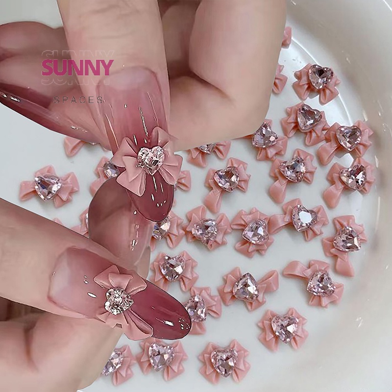 Bộ 10 Phụ Kiện Nơ Đính Đá 3d Trang Trí Móng Tay Nghệ Thuật
