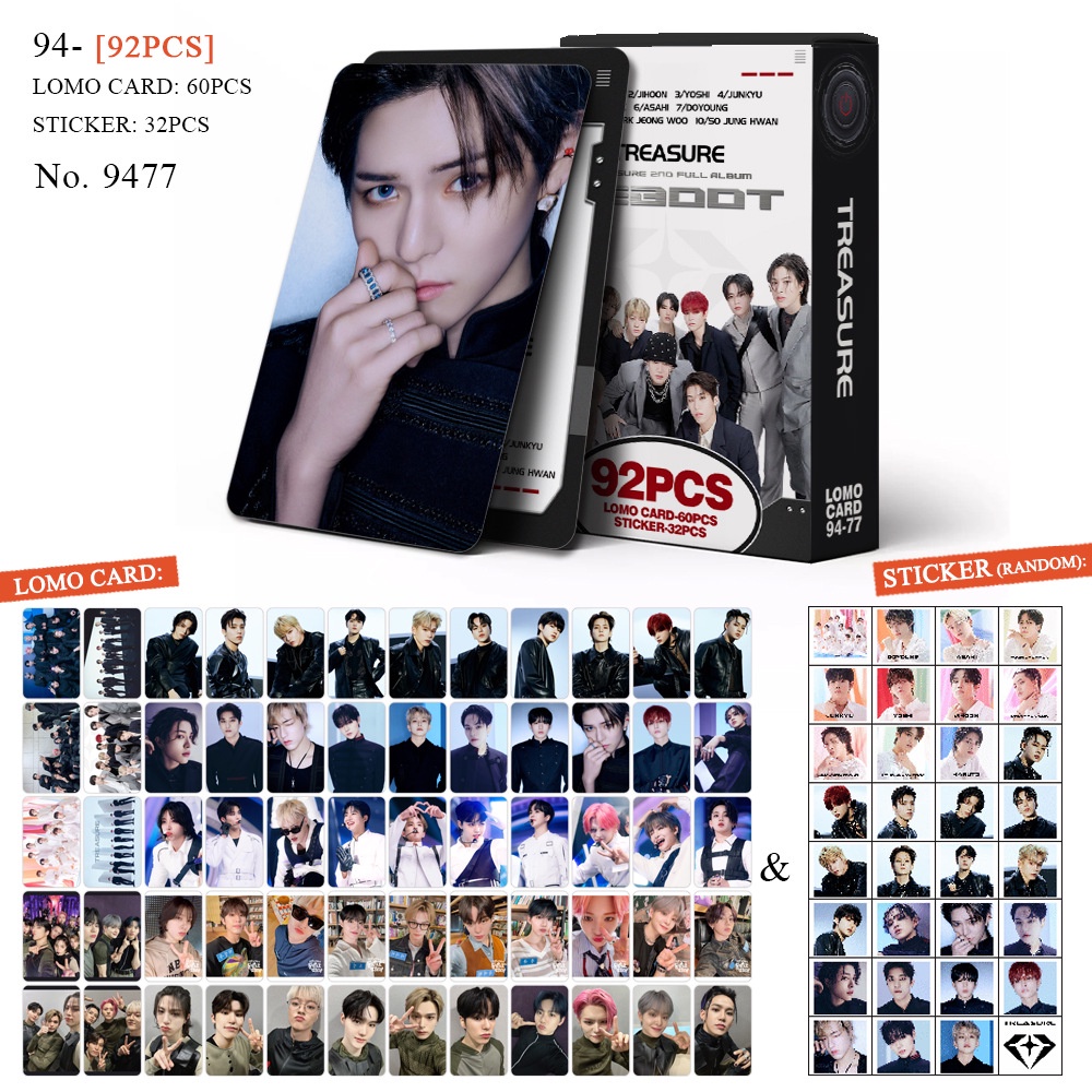 Treasure REBOOT BONA BONA Photocard Lomo Card thẻ 60 chiếc + nhãn dán 32 chiếc