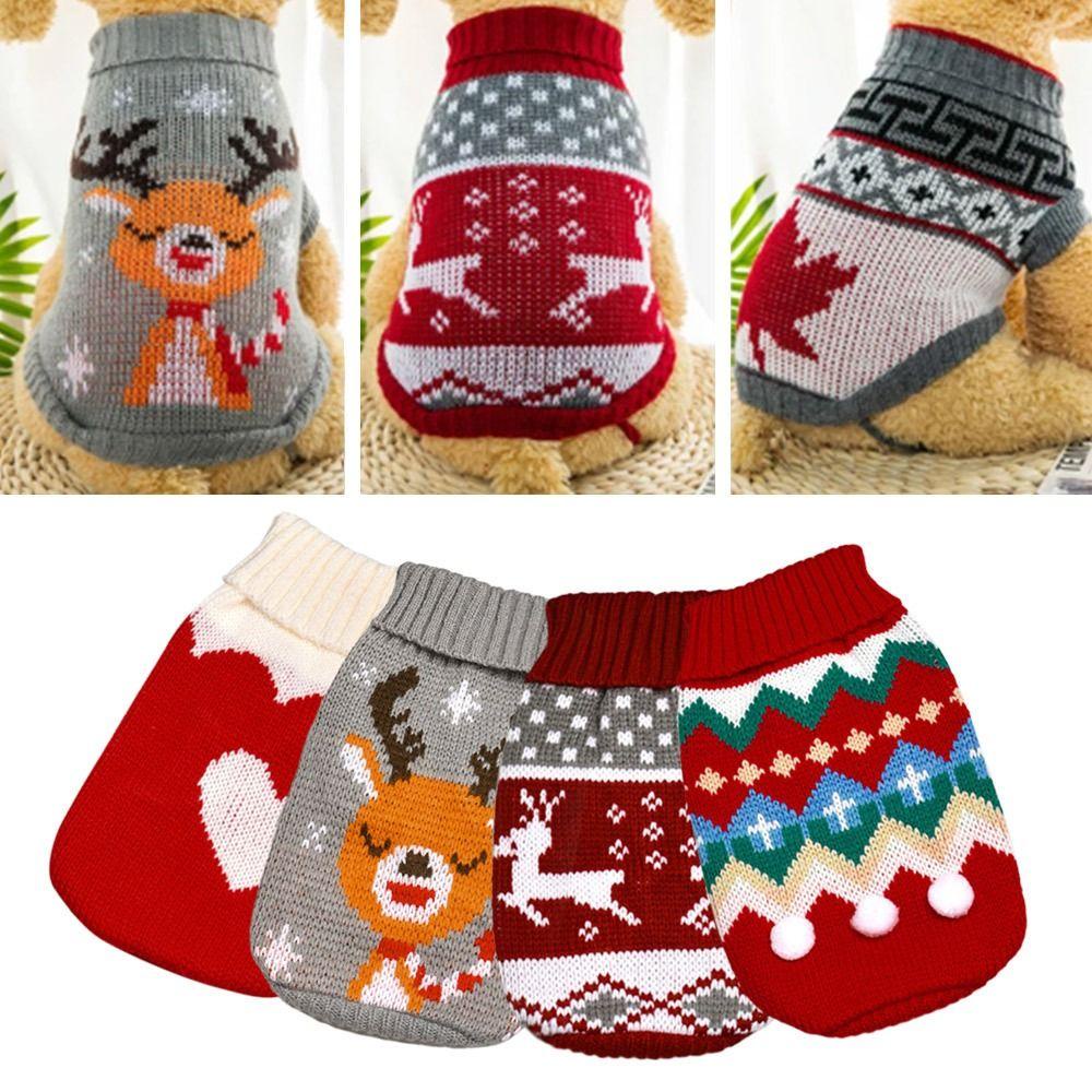 Hecceh Áo Khoác Len Dệt Kim Nhỏ Hình teddy Giáng Sinh Nhiều Màu Sắc Ấm Áp Mùa Thu Đông Cho Cún Cưng chihuahua