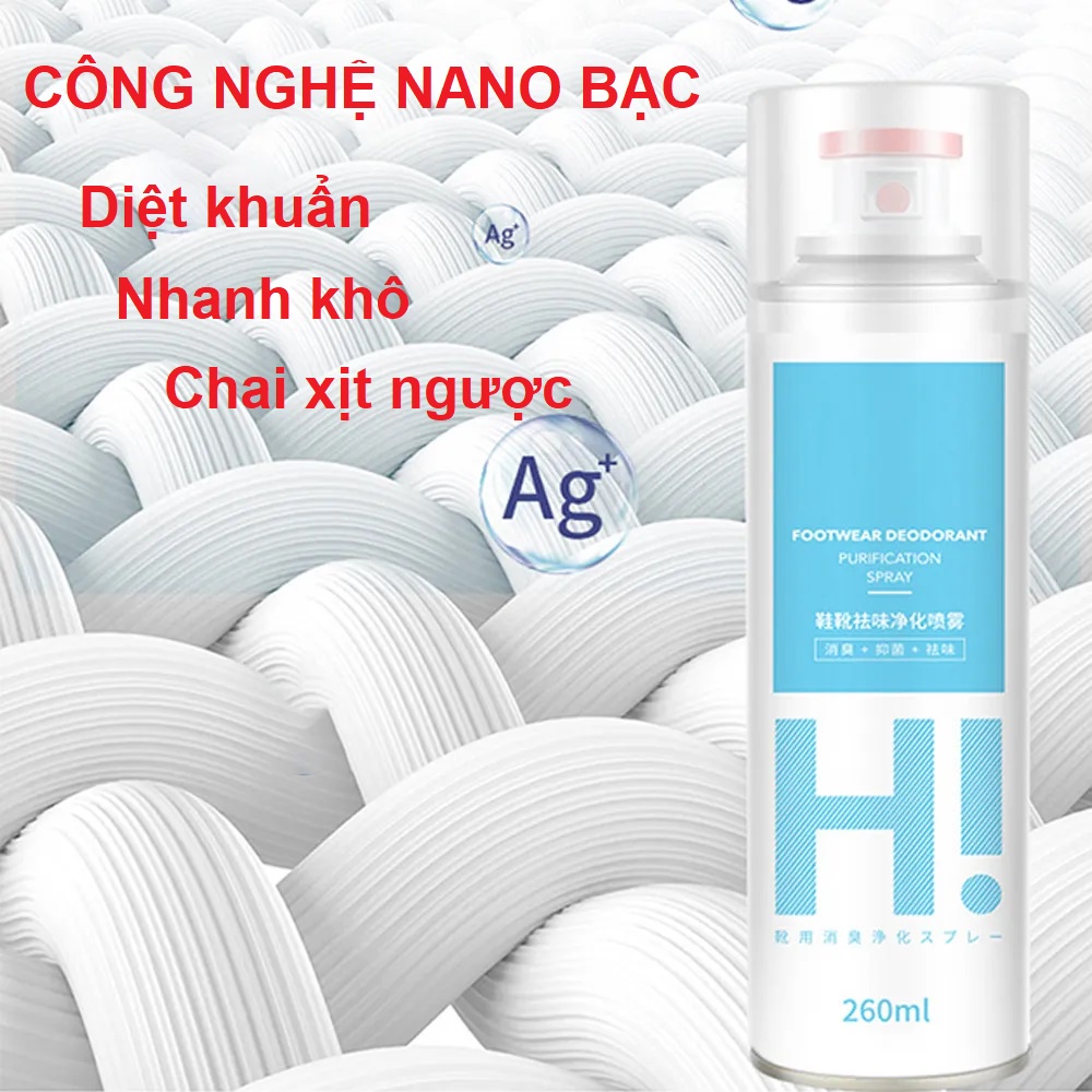 Bình Xịt Thơm Giày Khử Mùi Hôi Chân Nano Hi 260ml, Xịt Khử Mùi Diệt Khuẩn Vega365.vn