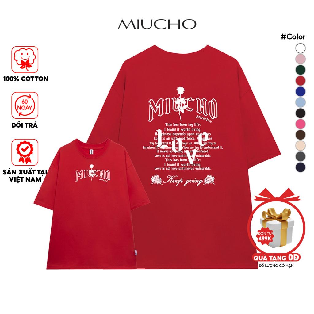 Áo thun unisex form rộng AT343 Miucho basic tee tay lỡ dành cho nam nữ in graphic