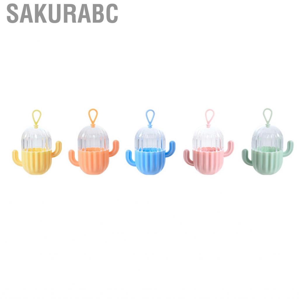 Sakurabc Makeup Sponge Storage Box  Blender Case Dust Proof Transparent Cactus Shape Thick with Lid for Outdoor