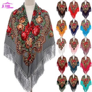 【UTHU Khăn Choàng Cổ Dài In Họa Tiết Thổ Cẩm Kiểu Nga Cho Nữ