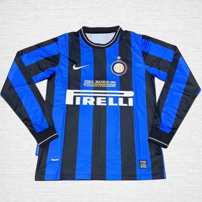 2010 Inter Milan Home Áo bóng đá dài tay cổ điển chất lượng cao