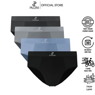Combo 4 quần lót tam giác nam PAZZINI thun lạnh cao cấp, quần sịp nam co giãn, thấm hút kháng khuẩn tốt - BF006