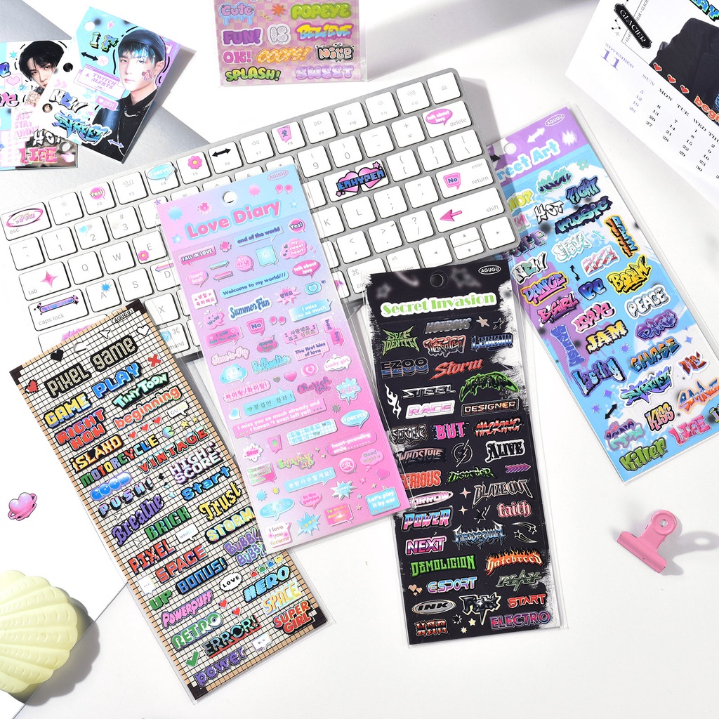 Miếng Dán Trang Trí Sổ Tay Hình Chữ Tiếng Anh Phong Cách Hàn Quốc ss898 diy