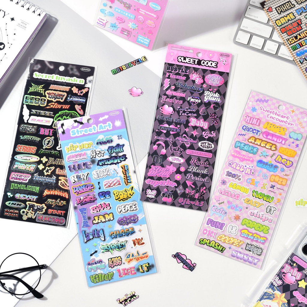 Miếng Dán Trang Trí Sổ Tay Hình Chữ Tiếng Anh Phong Cách Hàn Quốc ss898 diy