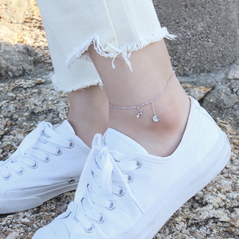 Thời Trang Lắc Chân Hình Ngôi Sao / Mặt Trăng Đính Đá zircon